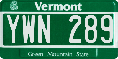 VT license plate YWN289