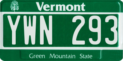 VT license plate YWN293