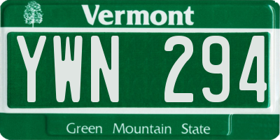 VT license plate YWN294