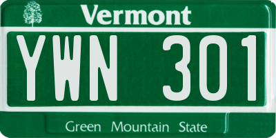 VT license plate YWN301