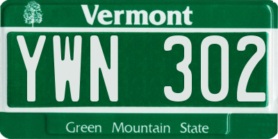 VT license plate YWN302