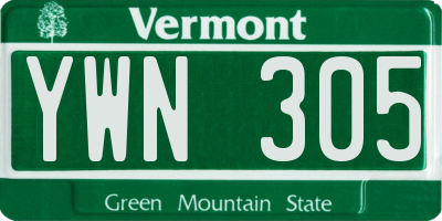VT license plate YWN305