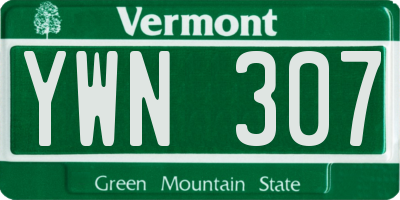 VT license plate YWN307