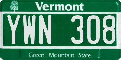 VT license plate YWN308