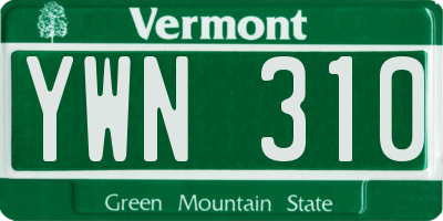 VT license plate YWN310