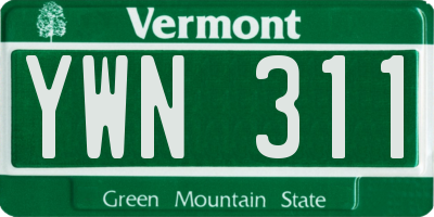 VT license plate YWN311