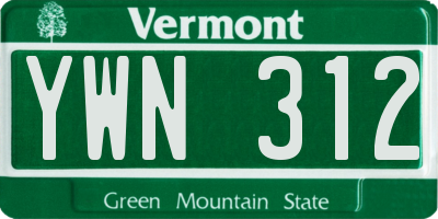 VT license plate YWN312