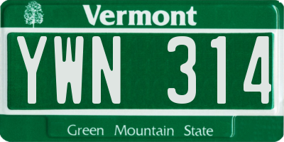 VT license plate YWN314