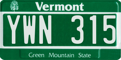 VT license plate YWN315
