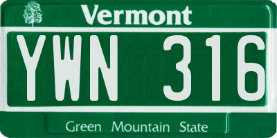 VT license plate YWN316