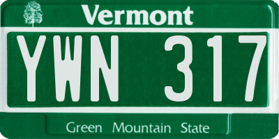 VT license plate YWN317