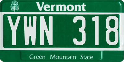 VT license plate YWN318