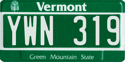 VT license plate YWN319