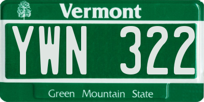 VT license plate YWN322