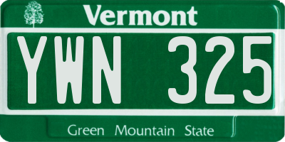 VT license plate YWN325