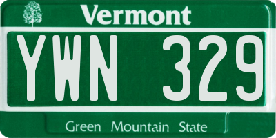 VT license plate YWN329