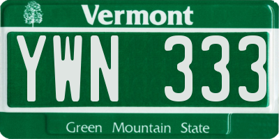 VT license plate YWN333