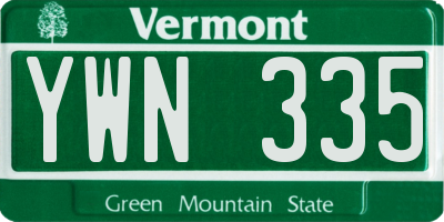 VT license plate YWN335