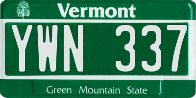 VT license plate YWN337