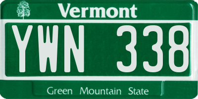 VT license plate YWN338