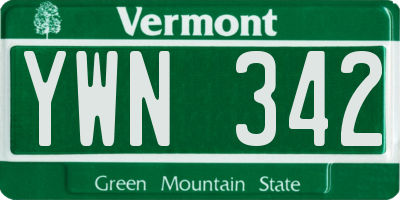 VT license plate YWN342