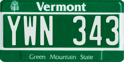 VT license plate YWN343