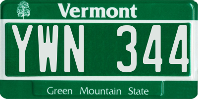 VT license plate YWN344