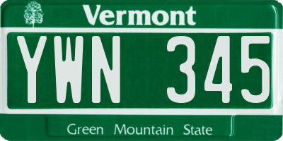 VT license plate YWN345