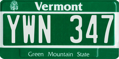 VT license plate YWN347
