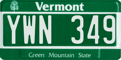 VT license plate YWN349