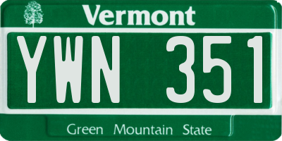 VT license plate YWN351