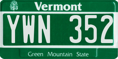 VT license plate YWN352
