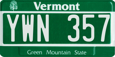 VT license plate YWN357