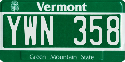 VT license plate YWN358