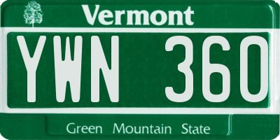 VT license plate YWN360
