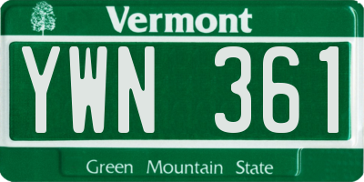 VT license plate YWN361