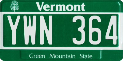 VT license plate YWN364