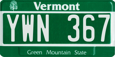 VT license plate YWN367