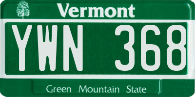 VT license plate YWN368