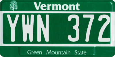 VT license plate YWN372