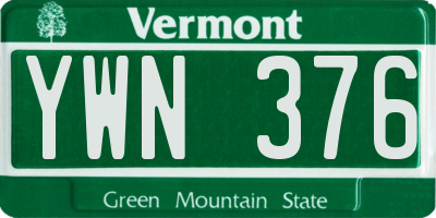 VT license plate YWN376