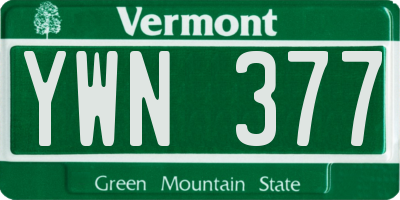 VT license plate YWN377