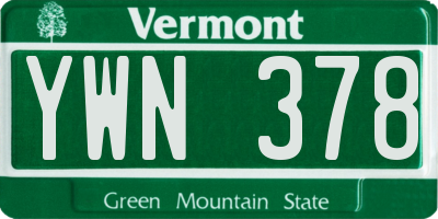 VT license plate YWN378