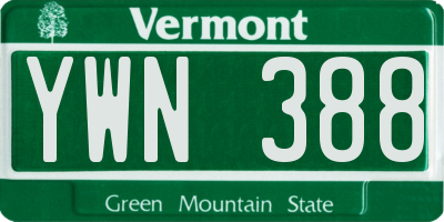 VT license plate YWN388