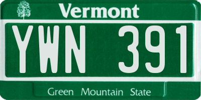 VT license plate YWN391