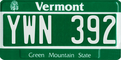 VT license plate YWN392