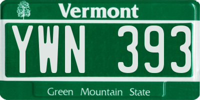 VT license plate YWN393