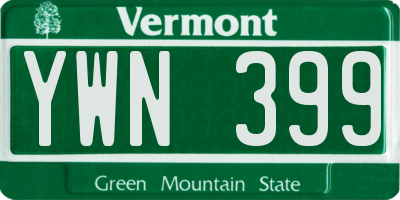 VT license plate YWN399