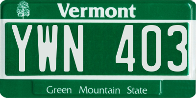 VT license plate YWN403