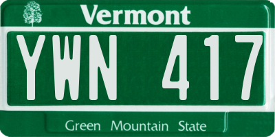 VT license plate YWN417